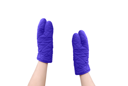 Blue microwave gloves  top view PNG transparent.
