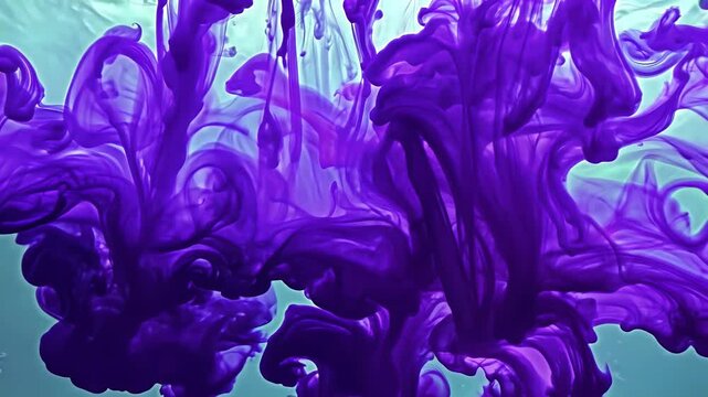 Beautiful slow motion footage deep violet ink dispersing water creating hypnotic metamorphosis patterns vibrant color transitions artistic creative video backgrounds