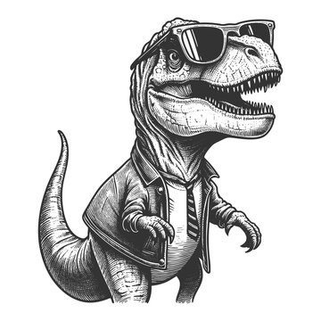 recommend clip art: Cool Dinosaur in Sunglasses and Jacket raster