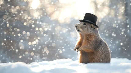 Punxsutawney Phil casts shadow amidst snowy Groundhog Day