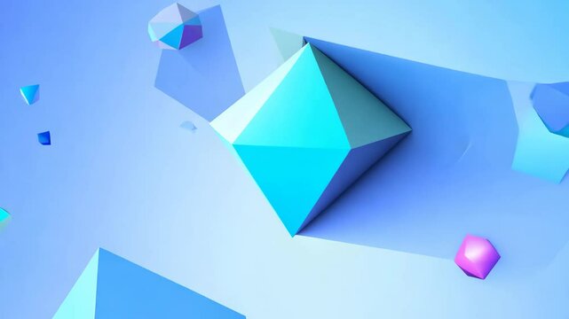 Dynamic Geometric Shapes Animation with Fluid Motion Transition on a Radiant Opal Blue Backdrop