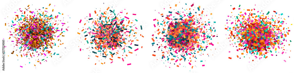 Poster vibrant and dynamic abstract background featuring a burst of colorful confetti scattered across the 