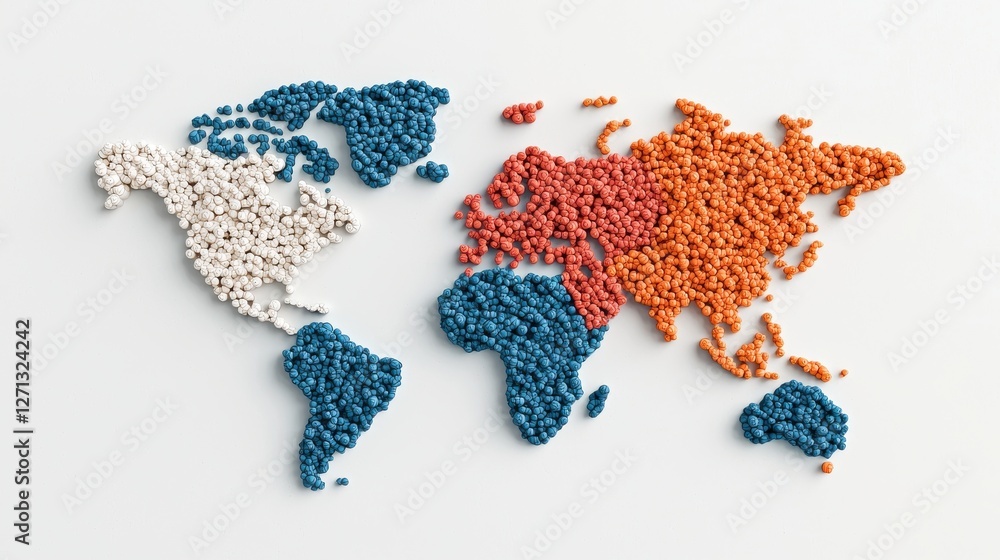 Poster world map infographic concept. colorful and interconnected global map of the world with dots and lin