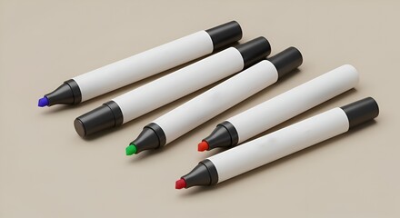 Multi-colored whiteboard markers displayed.