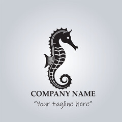 sea horse logo company black and white vector illustration