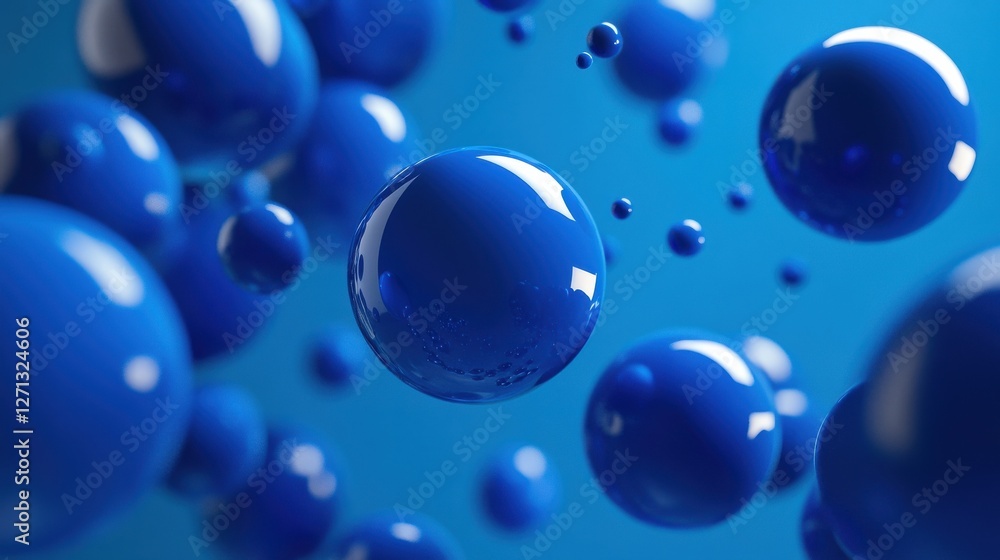 Aufkleber digital blue geometric figures at abstract technology background. 3d rendering