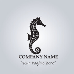 sea horse logo company black and white vector illustration