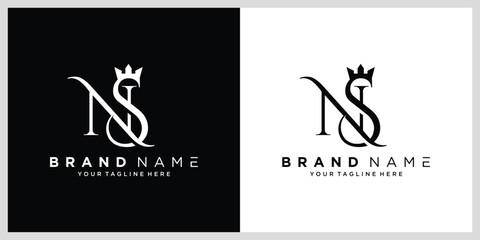 Alphabet letters Initials Monogram logo NS or SN