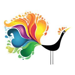 Vector illustration of funny peacock 