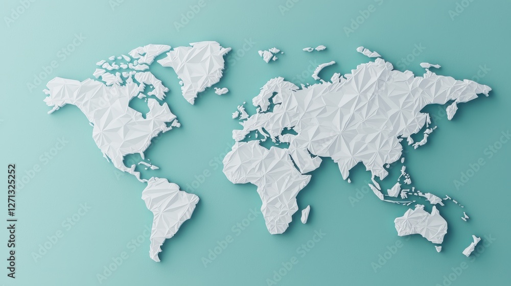Aufkleber world map infographic concept. geometric patterns forming a conceptual 3d world map for global conne