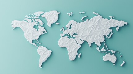 World map infographic concept. Geometric Patterns Forming a Conceptual 3D World Map for Global Connectivity and Innovation