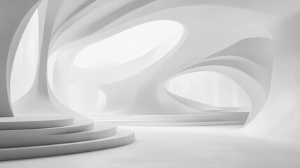 Abstract modern architecture background, empty open space interior. 3D rendering