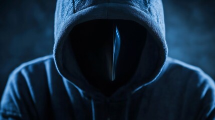 Mysterious cloaked figure with no visible face in a dark environment symbolizing secrecy : Generative AI