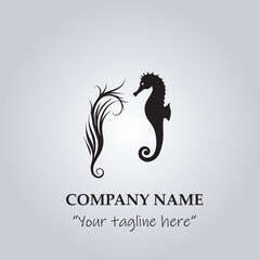 sea horse logo company black and white vector illustration