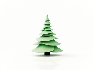 Fototapeta premium Hand drawn christmas green tree on white background. Watercolor painting