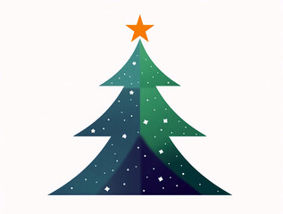Obraz premium Hand drawn christmas green tree on white background. Watercolor painting