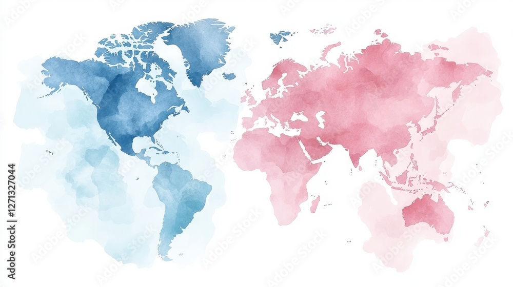 Poster world map infographic concept. watercolor world map design with informative infographic elements