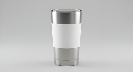 Stylish stainless steel tumbler with blank label.