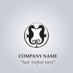 sea horse logo company black and white vector illustration