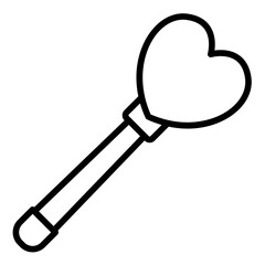 Enchanting magic wand outline icon with a heart shaped tip