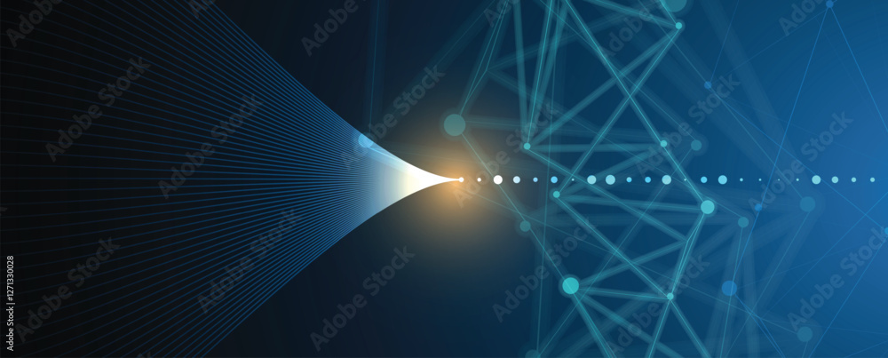 Poster Neural network with computer circuit board futuristic background