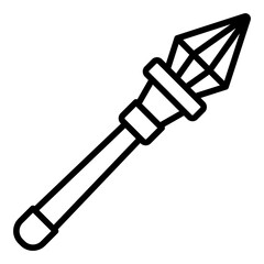 Magic wand outline icon with a sharp arrowhead tip for precision spells