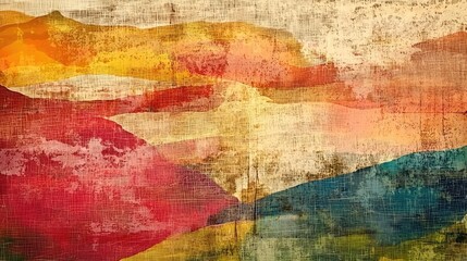 Obraz premium a mixed media collage effect using various textures and colors.