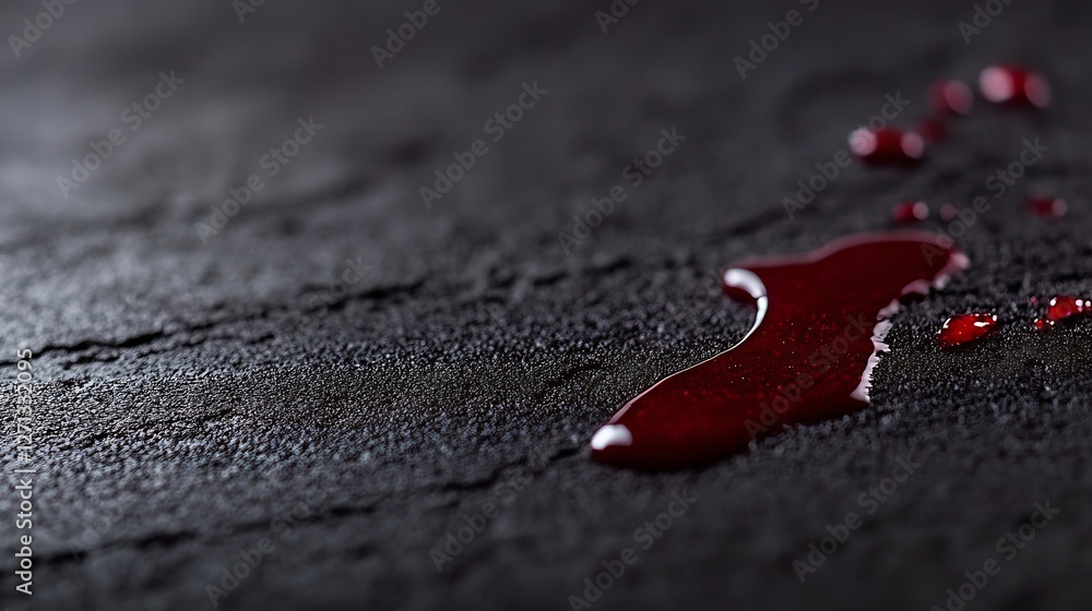 Poster red liquid splattered on dark textured surface creating a dramatic scene : generative ai