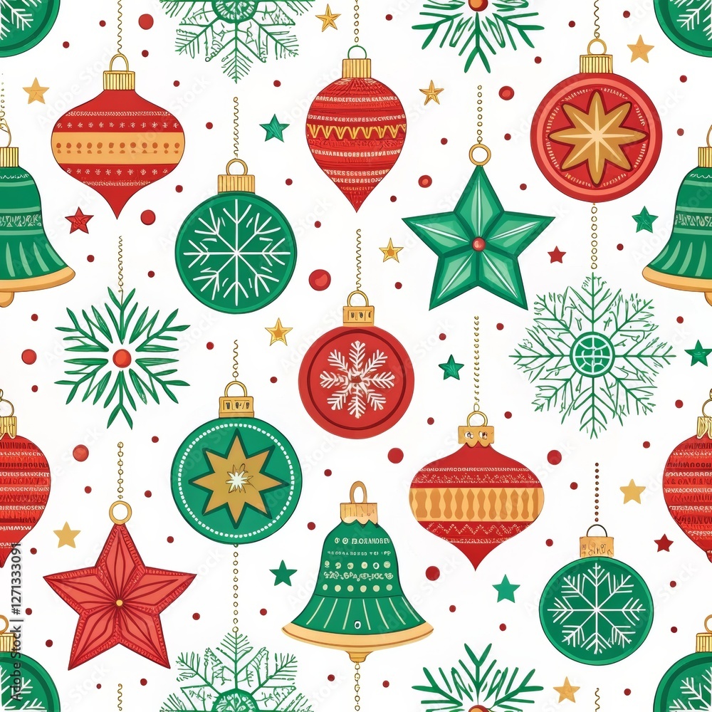 Poster seamless patterns. fabric pattern. christmas-themed pattern with ornaments. textile, tile
