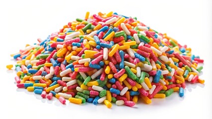 Colorful Sprinkles Pile on White Background