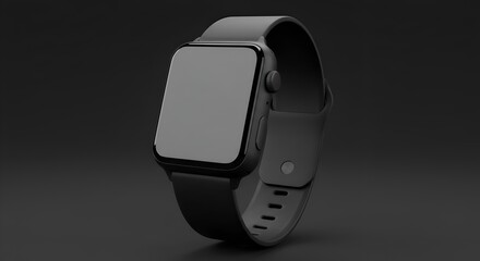 Stylish black smart watch mockup.