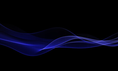 Elegant abstract wave design with vibrant blue color on dark background. For science or technology themed visual effects.
