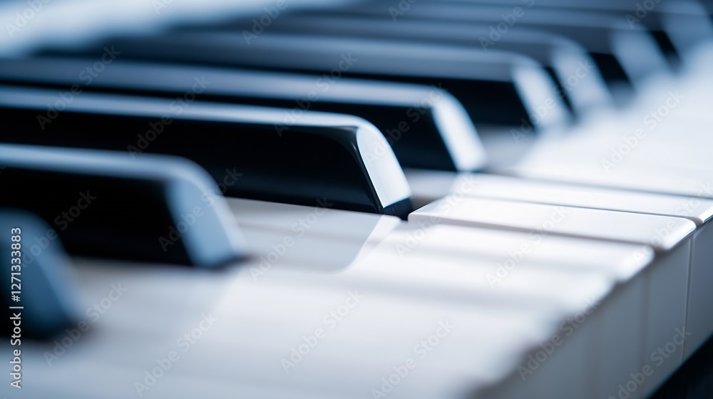 Aufkleber close up view of piano keys showing artistic details and rich textures in a music studio : generativ
