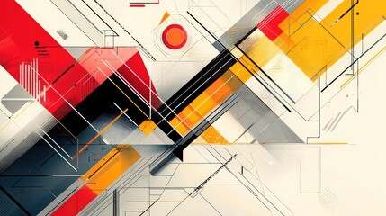 a modern design using geometric shapes and lines in a digital style.