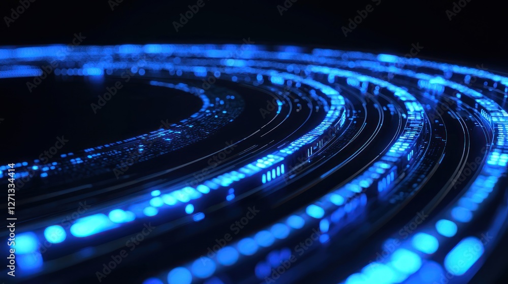 Aufkleber abstract digital circular data stream: futuristic technology background