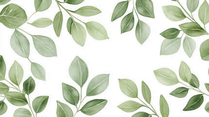 Seamless Watercolor Green Foliage Pattern – AI-Generated Image