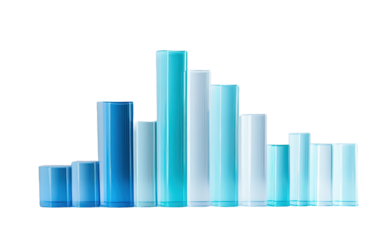 Glass Bar Chart isolated on white or transparent background