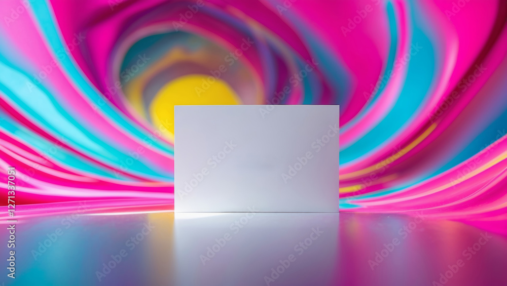 Poster vivid background with blank canvas positioned for creative expression in a vibrant art studio