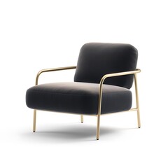 Obraz premium Modern black chair in minimalist setting white background contemporary furniture design concept