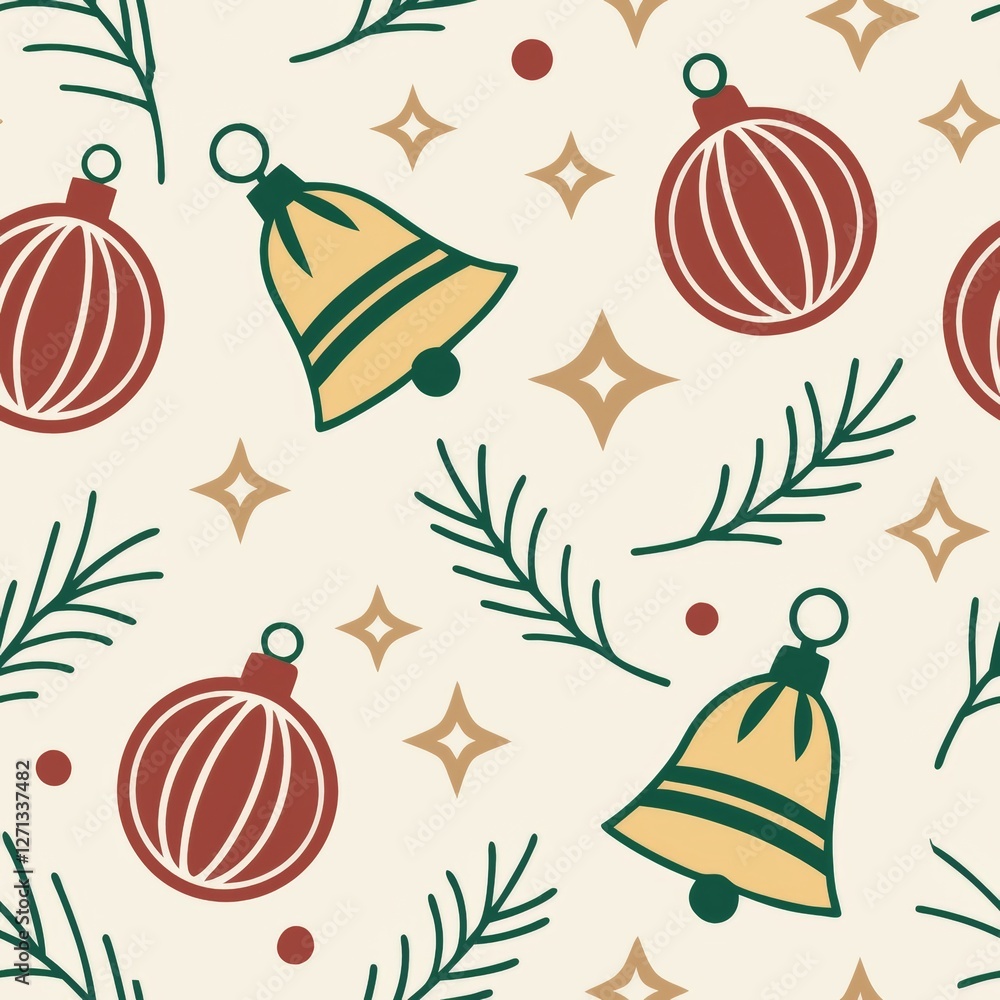Poster seamless patterns. fabric pattern. christmas-themed pattern with ornaments. textile, tile