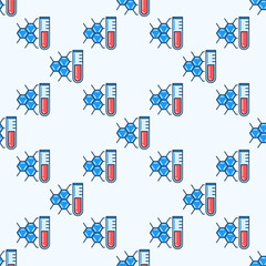 Chemical Formula and Test Tube vector Chemistry colored seamless pattern
