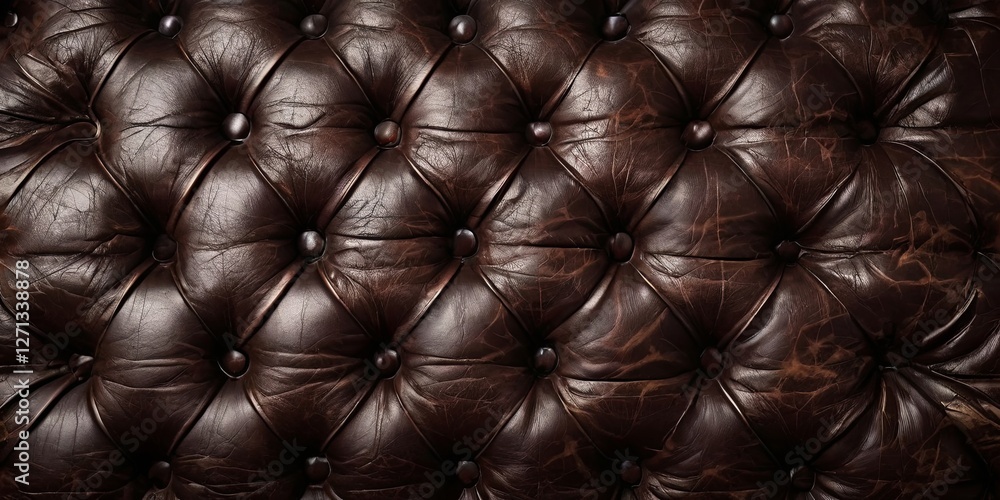 Poster a brown leather couch with a pattern of buttons