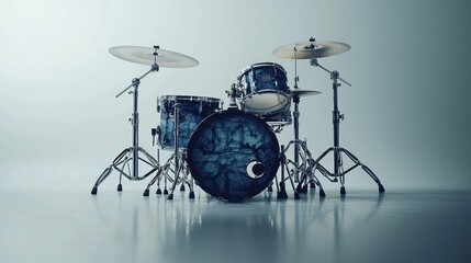 Studio Shot of Blue Drum Set Against Light Background