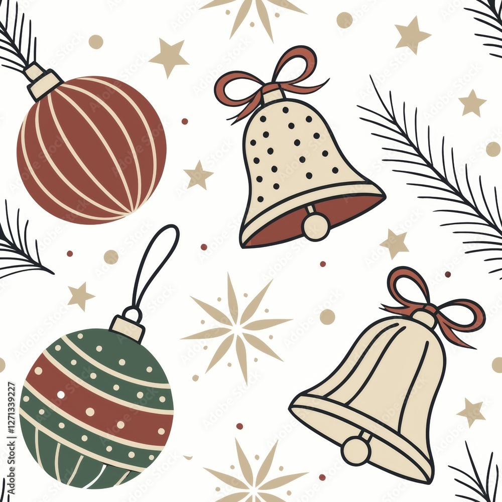Poster seamless patterns. fabric pattern. christmas-themed pattern with ornaments. textile, tile