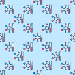 Chemical Formula and Test-Tube vector Biochemistry concept colored seamless pattern
