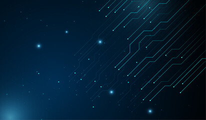 a dark technology futuristic design with glowing blue circuit-like lines on blue background vector design, A modern Technology Background in vector