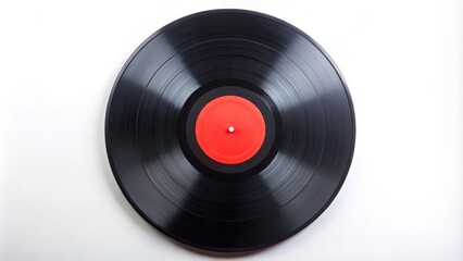 Fototapeta premium Black Vinyl Record on White Background