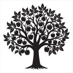 Fototapeta premium set of vector apple tree silhouettes 