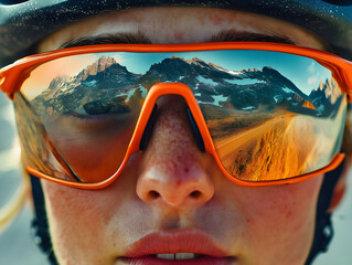 Gloss-up face with bicycle glasses