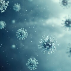 Obraz premium Microscopic view of virus particles in blue.